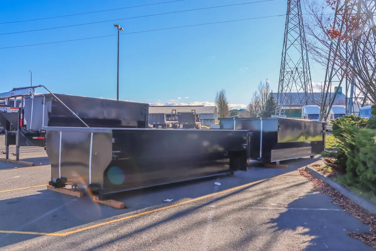 Roll-off dumpster ready for waste disposal at job site for 15 Yard Dumpster Rental in Anacortes
